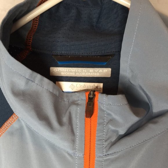 Columbia men's M omni-wick omni-shade long sleeved jacket in blue/orange. - Picture 3 of 11